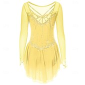 abordables Vestidos de Patinaje Artístico-Vestido de patinaje artístico Chica Patinaje Sobre Hielo Vestidos Negro Blanco Amarillo Retazos Costura asimétrica Elástico Entrenamiento Competición Ropa de Patinaje Clásico Cristal / Strass Manga