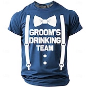  Heren bruidegom drinkteam tekst vlinderdas bretels smoking grafisch humoristisch sarcastisch vrijgezellenfeest bruiloft bruidsjonkers t-shirt regular fit casual feestkleding kleding s m l xl xxl xxxl