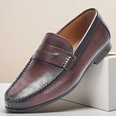 Недорогие Кожаные лоферы премиум-класса-Мужские кожаные лоферы без шнурков премиум-класса, стильный перфорированный дизайн, идеально подходят для повседневной носки и вечерних выходов на курорте.