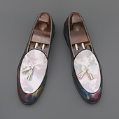 voordelige Loafers-Kleurrijke loafers van imitatieleer voor heren met kwastjes, een trendy instapmodel voor modieuze casual en semi-formele gelegenheden.