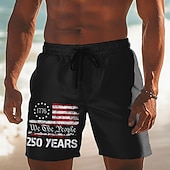 economico Shorts Patriottici 250-Per uomo 4 luglio, 250° anniversario degli Stati Uniti Bandiera Americana Patriottico Costumi da bagno Pantaloncini da mare Pantaloncini da Surf Misura del girovita medio Casual Ferie Tasche Laterali