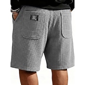 abordables Shorts décontractés-Homme Gauffré Shorts d'été Shorts de plage Cordon de serrage Taille Élastique Jambe Droite Uni Confort Doux Longueur Genou Quotidien Plage Mode Chic &amp; Moderne bleu marine Non Elastique