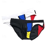 baratos Calções de banho &amp; Calções de surf-Homens Shorts de Natação Calção Justo de Natação Sunga de Natação Bloqueio de cores Secagem Rápida Esticar Respirável Calças Surfe Esportes Aquáticos Natação Verão