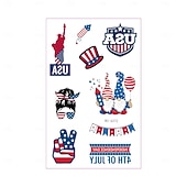  10/20 feuilles d'autocollants de tatouage pour la fête de l'indépendance américaine en stock. Vente en gros d'autocollants de tatouage décoratifs pour le maquillage du visage et la célébration du