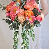 levne Umělé rostliny a zeleň-3 ks umělých girland z ananasové révy, 5-stonkové matné růžové umělé zelené révy, umělé závěsné rostliny do domácnosti &amp;svatební dekorace