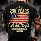  4th of July 2026 250th Memorial Day Men's 3D Print US Flag Crew Neck Short Sleeve T-Shirt Daily Street