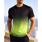 Недорогие Футболки и майки для бега-Муж. Градиент Полоски Футболка для бега Компрессионная футболка Спортивная рубашка Спортивный топ Лето С короткими рукавами Быстровысыхающий Влагоотводящие Дышащий