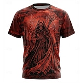 voordelige T-shirts met dierenprint-Retro jaren 90 paarse meerkoppige draak hydra magische cirkel runen 3D graphic t-shirt heren vintage gothic occult korte mouw t-shirt kleding S M L XL XXL XXXL