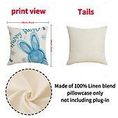 abordables Fundas de almohada-Set of 4 Cute Bunny Print Easter Pillow Covers Linen Spring Decorative Cushion Covers for Sofa Couch