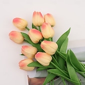 economico Fiore finti-10 tulipani finti, fiori artificiali, fiori finti in PU, steli di tulipano, per bouquet primaverili da matrimonio, composizioni floreali, decorazioni per feste in casa e ufficio, per la festa della