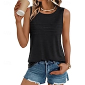 preiswerte Einfacher Tank-Mehrfachpackungen 3er-Pack Weiblich Rundhals Ärmellos schwarz+weiß+grün Tanktop Weste Ärmelloses Shirt Einfarbig Lässig Täglich Polyester Sommer
