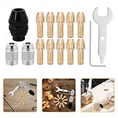 economico Strumenti di misurazione e misurazione-Kit di 16 mandrini per smerigliatrice con anima in rame, 2 dadi, 1 pinza imperiale e 2 chiavi per accessori per utensili rotanti a batteria e parti per trapani elettrici