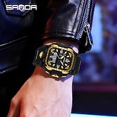cheap Digital Watches-SANDA Men Digital Watch Creative Large Dial Outdoor Sports Luminous Stopwatch Alarm Clock Countdown Silicone Gel Silicone Watch