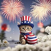  8 stk. patriotiske ornamenter til 4. juli, søt kattunge i tekopp hengende dekorasjon, uavhengighetsdagen rød hvit blå amerikansk flagg klatretre dekor til hjemmefest, minnedagsgaver til katteelskere