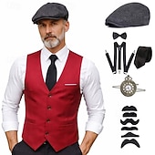Недорогие Наряды-Бурные 20-е 1920-е годы Ретро Инвентарь Жилет Набор аксессуаров барин Гангстер Маскарадный костюм Муж. Карнавал Маскарад Коктейльная вечеринка Тематическая вечеринка Взрослые