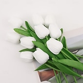 economico Fiore finti-10 tulipani finti, fiori artificiali, fiori finti in PU, steli di tulipano, per bouquet primaverili da matrimonio, composizioni floreali, decorazioni per feste in casa e ufficio, per la festa della