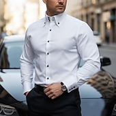 economico Camicie eleganti da uomo-Per uomo Camicia Camicia con colletto a punta di lancia Camicia elegante Camicia button-down Semplice Casuale Quotidiano Nero Bianco Rosso Blu marino scuro Manica Lunga Colletto alla francese