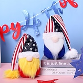  Confezione da 2 bambole nane senza volto con pentagramma a strisce per il giorno dell'indipendenza, decorazione per bambola Rudolf