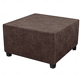 رخيصةأون غطاء كرسي-غطاء عثماني من جلد البولي يوريثان المقاوم للماء، أغطية كراسي مربعة صغيرة/كبيرة قابلة للتمدد، أغطية عثمانية مستطيلة الشكل بقاعدة مطاطية مانعة للانزلاق لمساند القدمين