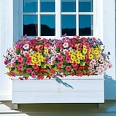 cheap Artificial Flower-24 Bundles Artificial Flowers for Outdoors Fake Silk Flowers UV Resistant Faux Plastic Plants for Spring Summer Garden Porch Window Box Table Vase Home Indoor Outdoor Decoration, Mixed