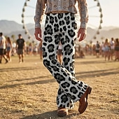 economico Fondi-Retrò Vintage Boho Anni '70 Pantaloni Pantaloni a zampa d'elefante Hippie Disco Vita alta Leopardo Costume Per uomo Halloween Carnevale Festival Musicale Festa a tema retrò Adulti Pantaloni