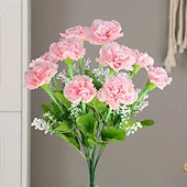billige Kunstig blomst-kunstig nellikblomst enkeltstilk, imitert nellik til vaseoppsats, dekorasjon til stuebordet, gave til lærerens dag, falsk blomst