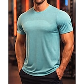 abordables Camisetas y Tops de Correr-Hombre Color sólido Camiseta Running Camiseta Compresión Camisa atlética Top deportivo Verano Manga Corta Secado rápido Dispersor de humedad Transpirable Entrenamiento de gimnasio Paseo Correr Azul