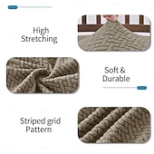  4 ks/1 sada potahů na sedadla do jídelny, elastické žakárové pruhy, kostkovaný design, dvojitý elastický potah na stoličku s přezkou a jazykem, protiskluzový potah na polštář na židli, sada pro