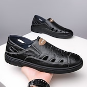 economico Sandali casual-sandali da uomo marroni senza lacci, tomaia traspirante con design casual, comodi per avventure all'aria aperta, abbigliamento casual e attività estive