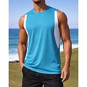 お買い得  ランニングTシャツとタンクトップ-男性用 カラーブロック ワークアウトタンクトップ ランニングタンクトップ スポーツトップ 夏 パッチワーク ノースリーブ 速乾性 吸汗性 高通気性 ジムトレーニング ウォーキング ジョギング スカイブルー ダークグレイ ライトグレー スポーツウェア アクティブウェア