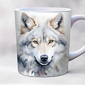 levne Šálky a hrnečky-Hrnek na kávu o objemu 293 ml s roztomilým 3D motivem kočky, králíka a ptáka, termohrnek z keramiky, opakovaně použitelný, pouze ruční mytí, rozkošný zvířecí design s květinami, perfektní dárek ke