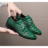 Χαμηλού Κόστους Derby παπούτσια-Ανδρικά παπούτσια με κορδόνια από συνθετικό δέρμα σε κόκκινο μοτίβο κροκόδειλου, μοντέρνα σχεδίαση για ειδικές περιστάσεις