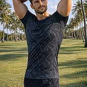 voordelige Hardloop T-shirts en Tanktops-Voor heren Grafisch Marmeren afdrukken Hardloopshirt Compressieshirt Atletisch shirt Sporttop Zomer Korte mouw Sneldrogend Vochtregelerend Ademend Sportschooltraining Wandelen Joggen blauw Zwart Wit