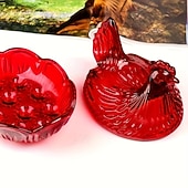 baratos Arrumação de Cozinha-Potes de vidro cristal reutilizáveis em formato de galinha com tampas, ideais para guardar doces, frutas secas, salgadinhos ou como decoração de mesa. Também podem ser usados como prato para servir