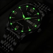 رخيصةأون ساعات كوارتز-ساعات رجالية، ساعات رجالية فاخرة وجذابة مزودة بوظائف التاريخ والتقويم، وشاشة مضيئة، ساعات رجالية أنيقة وعصرية، أفضل إكسسوارات الرجال، والخيار الأمثل للهدايا