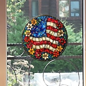  4 stuks 4 juli stickers, onafhankelijkheidsdag botsingswaarschuwing sticker dubbelzijdig gekleurd elektrostatisch raamsticker (verwijderbaar)