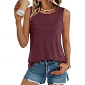 preiswerte Einfacher Tank-Mehrfachpackungen 3er-Pack Weiblich Rundhals Ärmellos schwarz+weiß+grün Tanktop Weste Ärmelloses Shirt Einfarbig Lässig Täglich Polyester Sommer