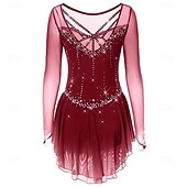 abordables Vestidos de Patinaje Artístico-Vestido de patinaje artístico Chica Patinaje Sobre Hielo Vestidos Negro Blanco Amarillo Retazos Costura asimétrica Elástico Entrenamiento Competición Ropa de Patinaje Clásico Cristal / Strass Manga