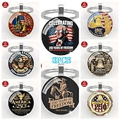 billiga U.S. 250-årsjubileum-8 delar 250 år av frihet, amerikanskt 250-årsjubileum, nyckelringar i zinklegering &amp;kristallglas, amerikansk historia &amp;patriotiska symboler, amerikansk flagga &amp;Eagle Capitol självständighetsdag