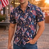  250th Anniversary USA Manga Hawaii Shirts Back To School USA Flag Independence Day July 4 Casual Street Style Harajuku Graphic Kawaii Adults' Men's Semiquincentennial Masquerade 4th of July Festival