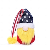  Confezione da 2 bambole nane senza volto con pentagramma a strisce per il giorno dell'indipendenza, decorazione per bambola Rudolf