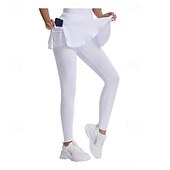 cheap Women's Skirts &amp; Skorts-Women's Solid Colored Casual Skirt Tennis Skort Tennis Skirt with Leggings Sport Skirt Pocket High Waist Quick Dry Breathable Tennis Golf Pickleball Skirt Bottoms Black White Tennis Clothing