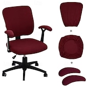 cheap Office Chair Cover-4PCS 1set Stretch Chair Cover Set Elastic Seat Cushion Backrest and Armrest Covers Non Slip Slipcovers for Office Computer Desk Dining Chair