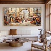 olcso Tájképek-kézzel készített olajfestmény vászon faldekoráció építészet utcakép lakberendezéshez keret nélküli, feszítetlen festmény