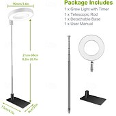 economico Lampade per coltivazione indoor-Lampada telescopica a LED per la crescita delle piante, anello d'angelo a spettro completo, rosso &amp;luce blu per piante grasse e fiori, dimmerabile, timer, luce integrativa per piante da interno,
