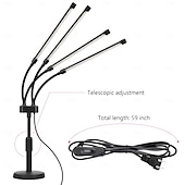 baratos Luz LED Ambiente-Luminária de mesa LED ajustável para cultivo de plantas, espectro completo para plantas de interior, hidroponia, suculentas e ervas, com 3/4/5 lâmpadas, alimentada por USB, 5V, luz suplementar para o