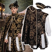 お買い得  衣装-ロココ調 ヴィクトリアン ルネッサンス ケープ ファンシーコスチューム 貴族 王室の衣装 フィット＆フレア 仮装 男性用 ファンタジー ハロウィーン カーニバル 性能 LARP レンフェア 成人 上着 パンツ クローク