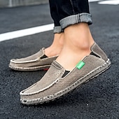 preiswerte Slipper Schuhe-Graue Herren-Slipper aus Canvas, leichte und bequeme Loafer für den täglichen Weg zur Arbeit, Wochenendausflüge und den Alltag.