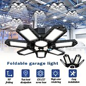 baratos Luzes de trabalho-Lâmpada LED para garagem com faixa de iluminação de teto de alto brilho 6500k, 7+1 painéis deformáveis, adequada para porão, celeiro, lavanderia e áreas de armazenamento.