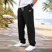 abordables pantalons décontractés-Homme Pantalon en velours côtelé Pantalon décontracté Cordon de serrage Jambe Droite Couleur Unie Confort Longueur complète Occasionnel Quotidien Extérieur Vacances Mode Bleu Noir Élastique